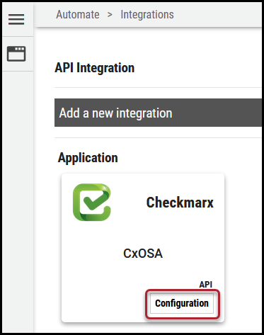 Checkmarx OSA Connector - Configuration Button Location